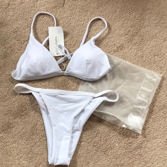 Zaful Other - White Triangle Bikini Cheeky Bottoms